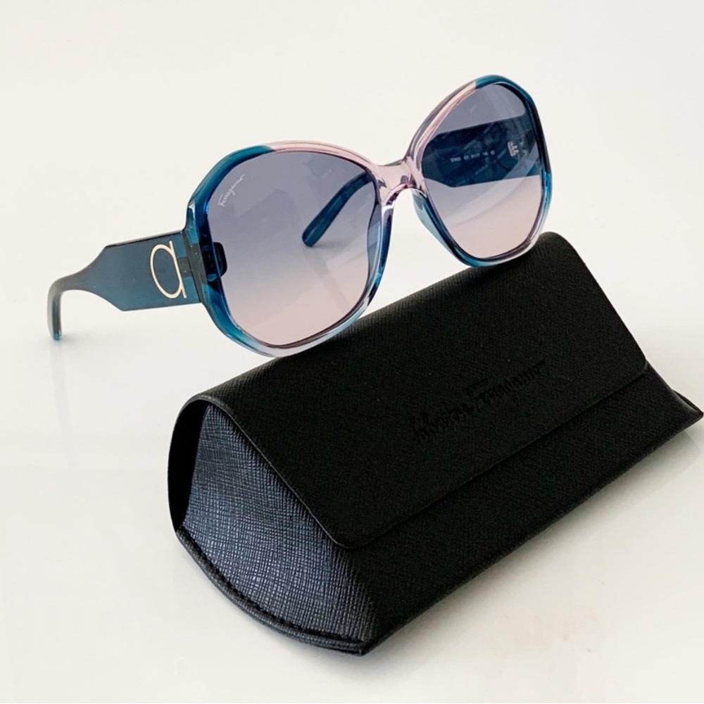 Salvatore Ferragamo Blue and Pink Sunglasses, New